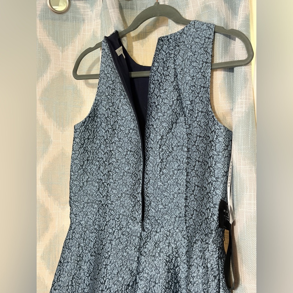 NWOT. Kay Unger Girls' Navy Floral Textured HiLo Gown. - Picture 10 of 13